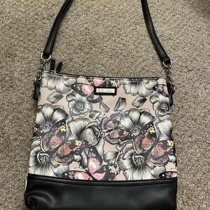 Koltov Black and Pink Floral Women's Bag